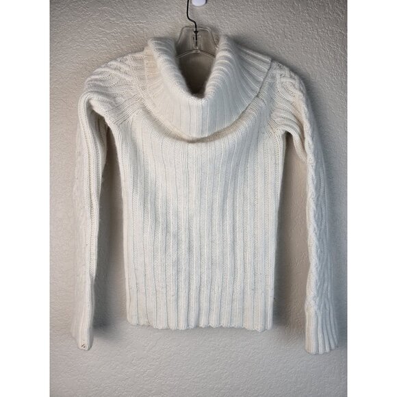 Y2k Abercrombie Vintage Cable Knit Off Shoulder Wool Angora Cashmere Sweater L - Picture 2 of 6